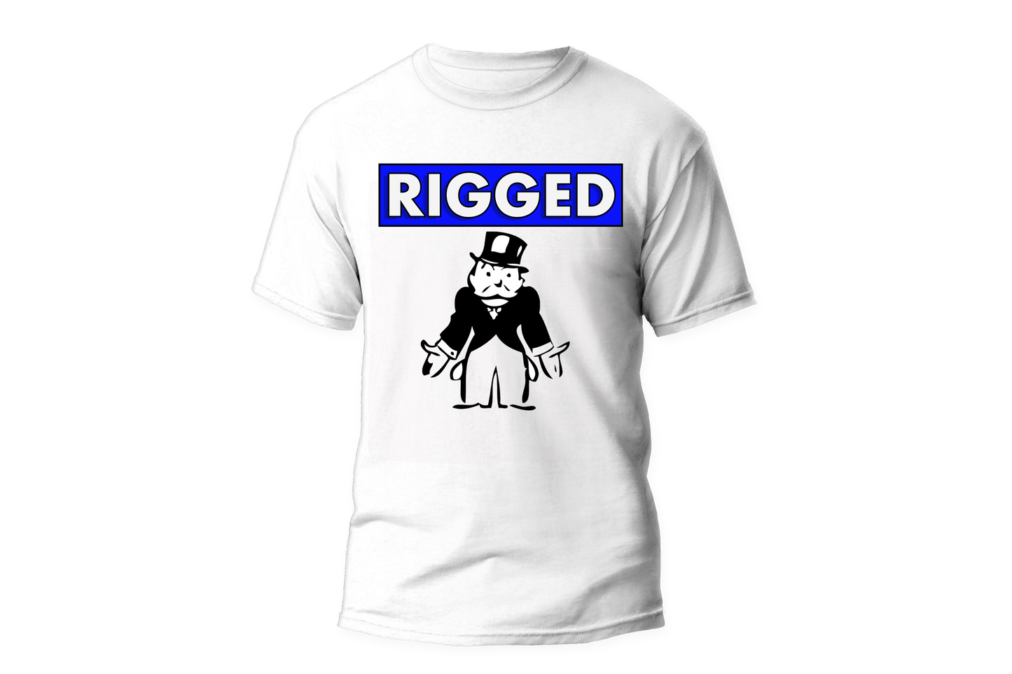 RIGGED - Mr. Bankrupt T-Shirt (Wht + Blue)