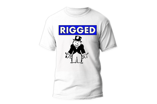 RIGGED - Mr. Bankrupt T-Shirt (Wht + Blue)